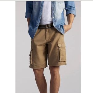 NWT Lee Wyoming Cargo Shorts 40 Beige Tan Canvas Belted Outdoor #5900